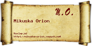 Mikuska Orion névjegykártya